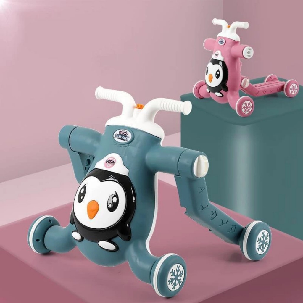 Xe tập đi đa năng cho bé 3in1 kèm xe chòi chân và xe trượt scooter kèm nhạc và đèn S11