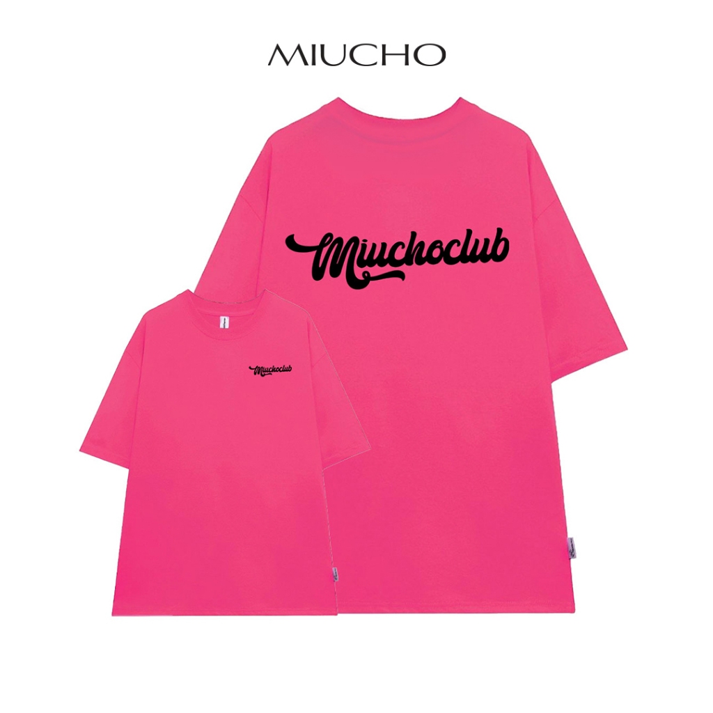 Áo thun nữ form rộng ATD337 Miucho cotton cổ tròn in typography
