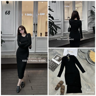 Váy body giữ nhiệt dài tay dáng dài basic