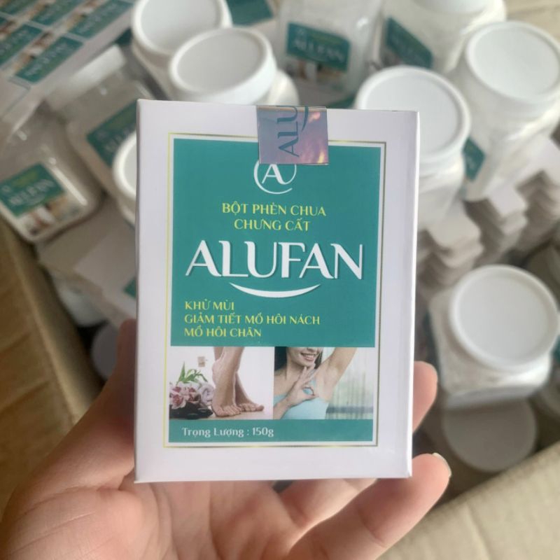 150gr bột phèn chua chưng cất ALUFAN ngăn giảm mồ hôi chân hôi nách