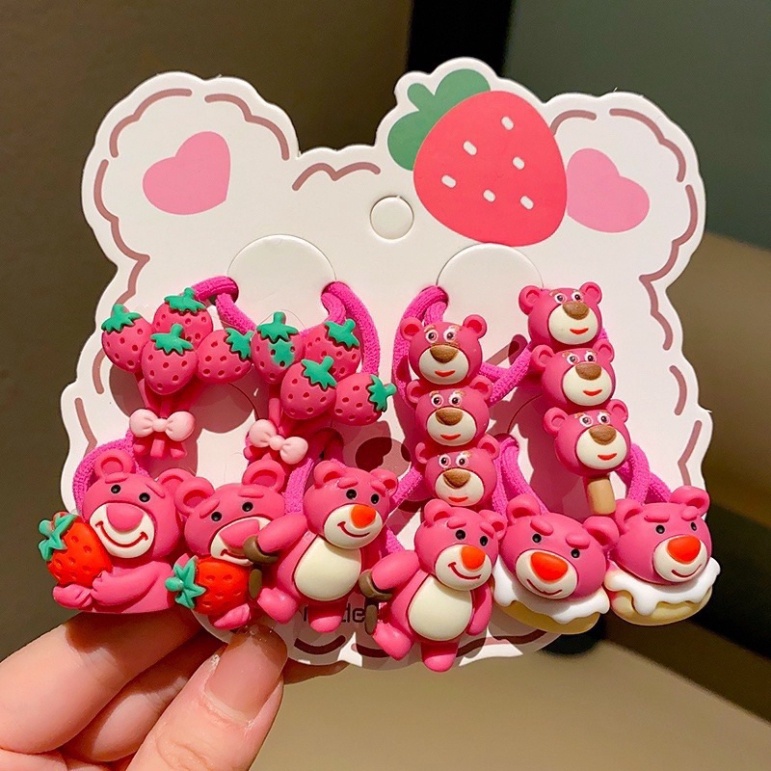 TDKKH Set 10 Dây Buộc Tóc Gấu Lotso Hoạt Hình Dễ Thương Cho Bé