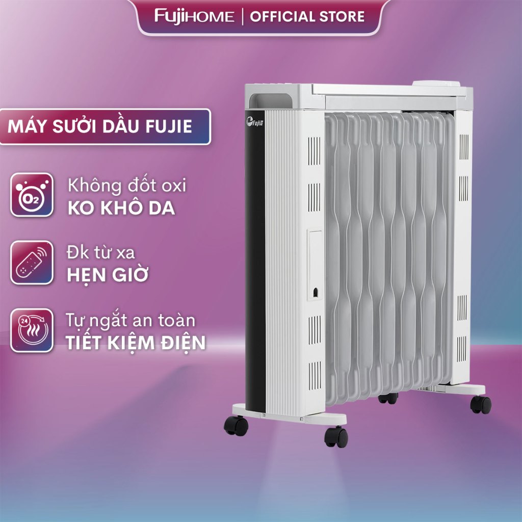 Máy sưởi dầu nhập khẩu không khô da FujiE 13 thanh sưởi điều khiển từ xa, tiết kiệm điện không đốt oxi tự ngắt an toàn