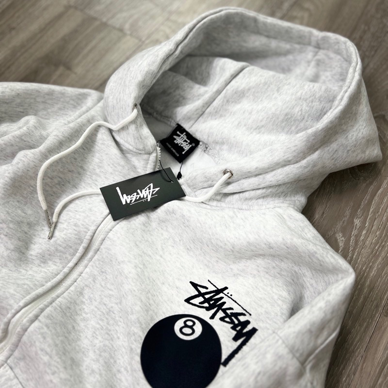Áo Hoodie zip màu xám tiêu Stussy cao cấp, áo nỉ màu hot trend 2023, cao cấp, hàn quốc