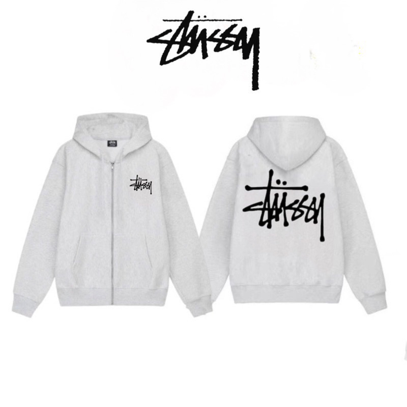 Áo Hoodie zip màu xám tiêu Stussy cao cấp, áo nỉ màu hot trend 2023, cao cấp, hàn quốc