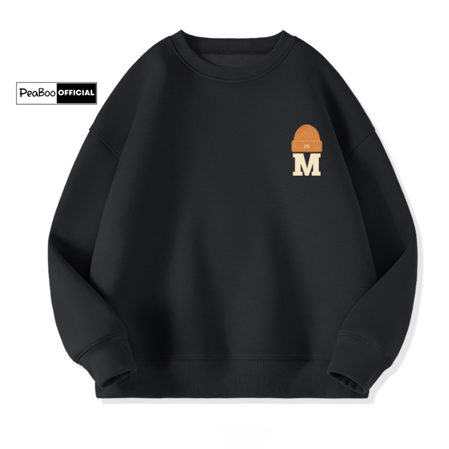 Áo Sweater Logo M Nam Nữ By PEABOO Unisex Chất Nỉ Lót Bông Form Rộng