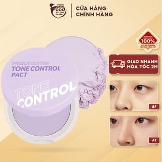Phấn Phủ Dạng Nén Kiềm Dầu, Nâng Tông, Làm Đều Màu Da I'm Meme Purple Cotton Tone Control Pact 9.5g