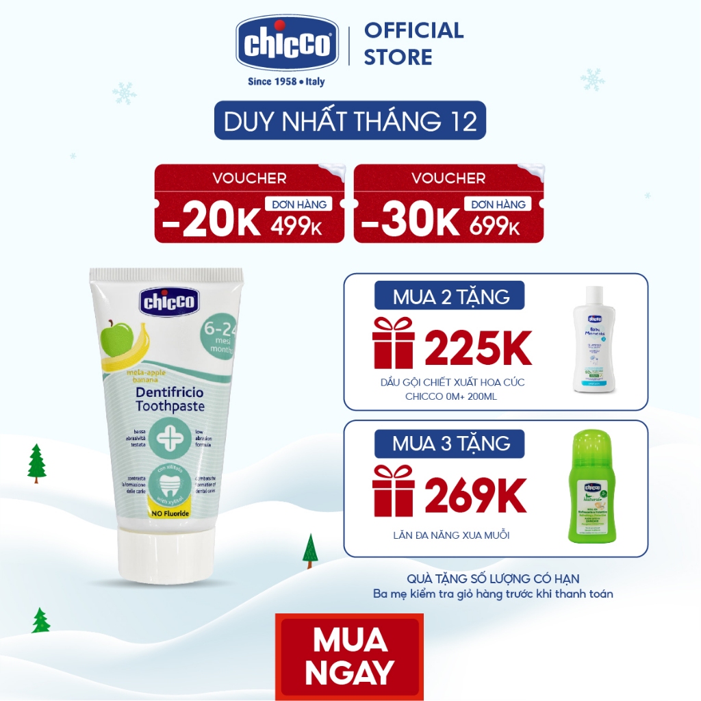 Kem đánh răng Chicco hương Chuối - Táo 6M+ 50ml