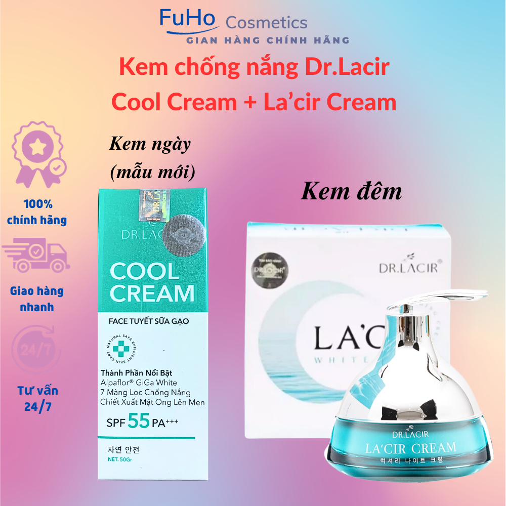 Kem chống nắng vật lý Dr Lacir Cool Cream Dưỡng trắng da, dưỡng ẩm mờ nám Fuhocometics