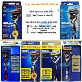 Dao cạo râu 5 lưỡi Gillette Fusion5/ Proglide5/ Proshield5 Power (Mẫu hàng Nhật)