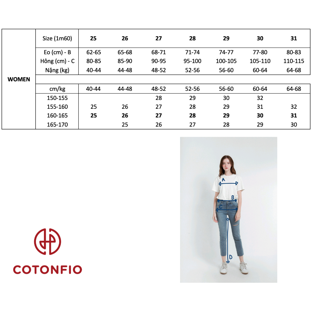 Quần Jeans bò trơn Nữ  basic Dáng Ôm Skinny dài 90-95cm co dãn tốt chất vải cao cấp COTONFIO 6010-MB