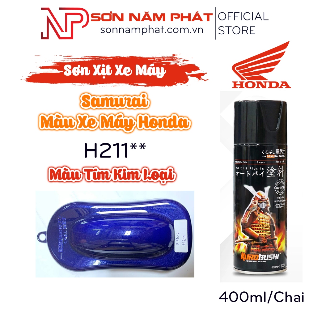 Sơn Xịt Samurai Màu Xe Máy Honda H211** Màu Tím Kim Loại