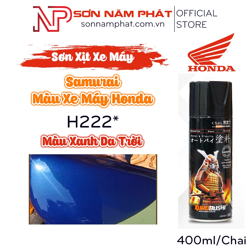 Sơn Xịt Samurai Màu Xe Máy Honda H222* Màu Xanh Da Trời