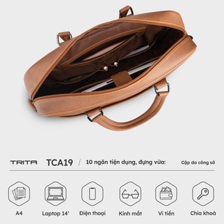 [DUY NHẤT 15.01 - DEAL LỘC PHÁT 68K] Cặp công sở Trita (Thời trang nam đa năng đựng vừa laptop 14inch - Cặp da TCA19)