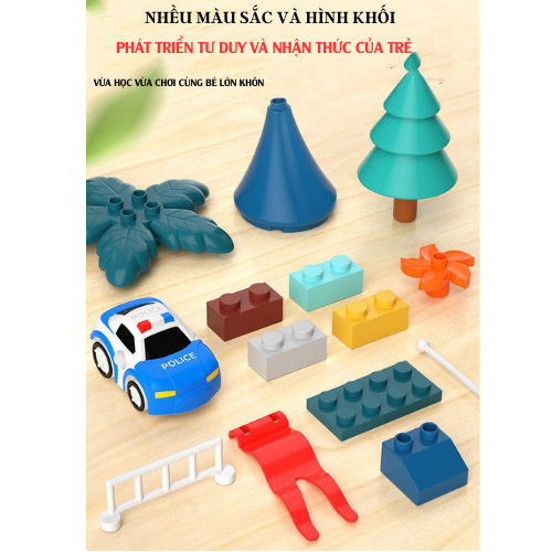 Đồ chơi trẻ em xếp hình tháp cầu trượt vòng xoay mặt trời tặng kèm oto, Đồ chơi thông minh làm từ nhựa ABS cao cấp.