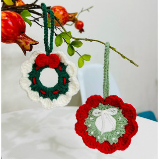Móc khoá quà lưu niệm giáng sinh len handmade - Vòng nguyệt quế