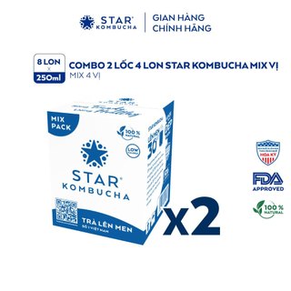 Combo 2 Lốc 4 lon trà STAR KOMBUCHA mix vị (250ml/lon)