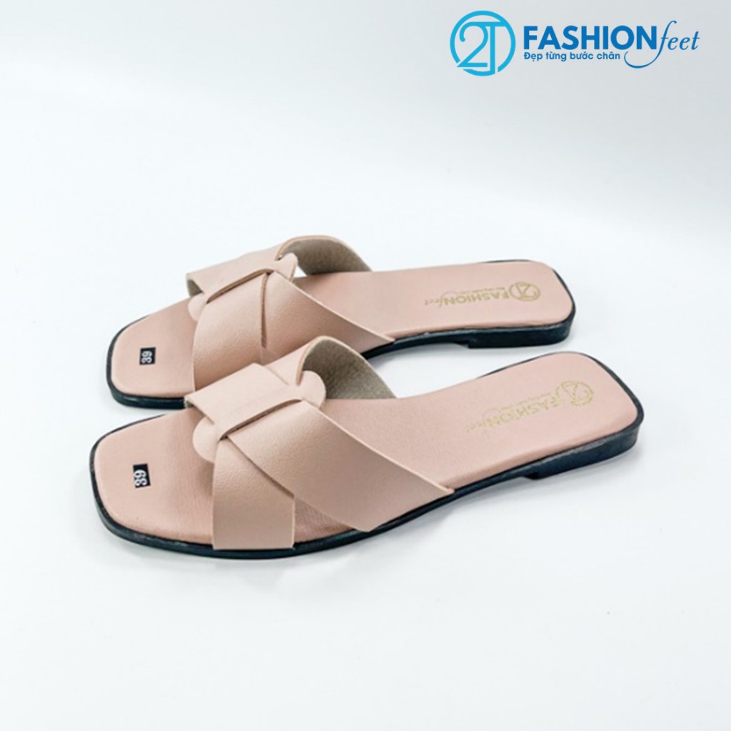 Dép Bệt Quai Đan Chéo Da Lì Chính Hãng 2Tfashionfeet, Kiểu Dáng Tao Nhã, Thiết Kế Sang Trọng, HVT003