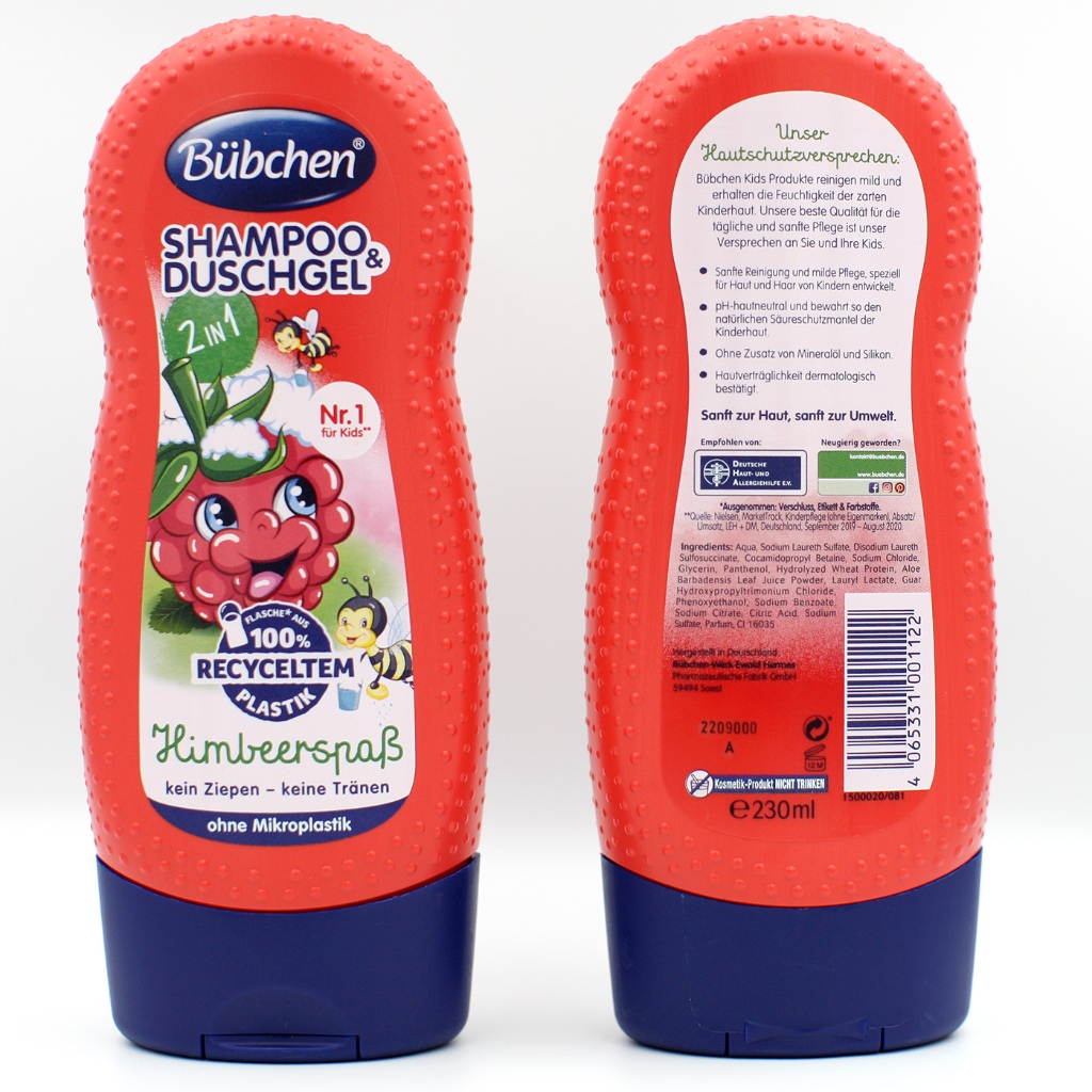 Sữa tắm gội Bubchen Mâm Xôi hương dịu nhẹ cho bé yêu  MẪU MỚI Chai 230ml