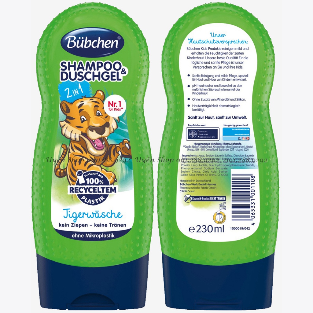 Sữa tắm gội Bubchen Mâm Xôi hương dịu nhẹ cho bé yêu  MẪU MỚI Chai 230ml