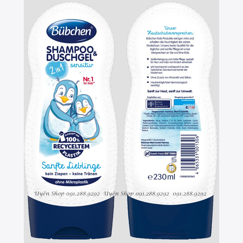 Sữa tắm gội Bubchen Mâm Xôi hương dịu nhẹ cho bé yêu  MẪU MỚI Chai 230ml