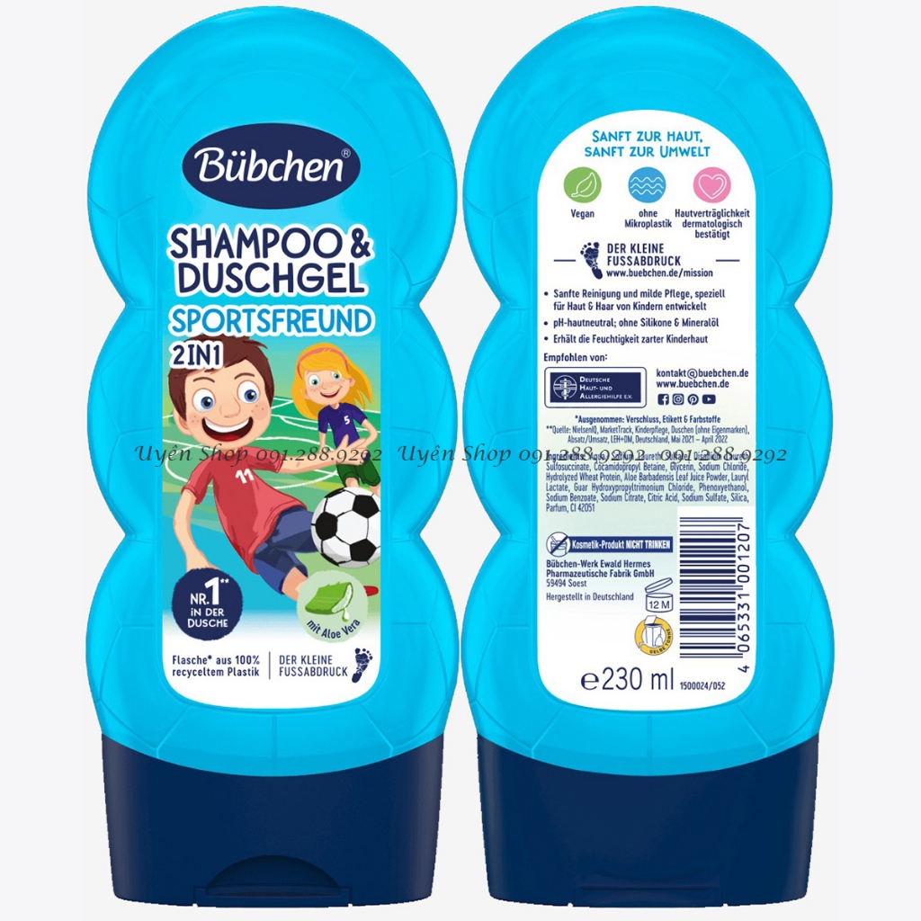 Sữa tắm gội Bubchen Mâm Xôi hương dịu nhẹ cho bé yêu  MẪU MỚI Chai 230ml