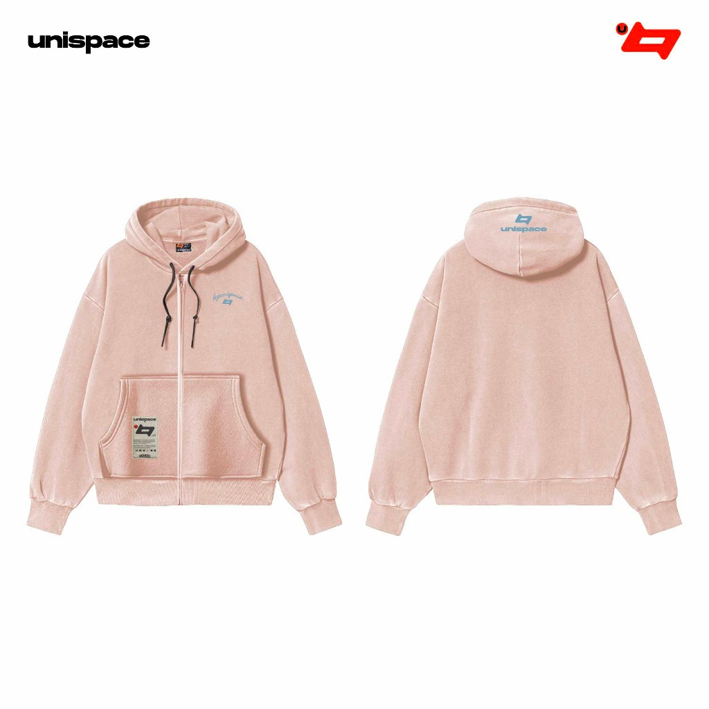 Áo hoodie zip local brand By UniSpace áo khoác unisex nam nữ form rộng vải nỉ Logo