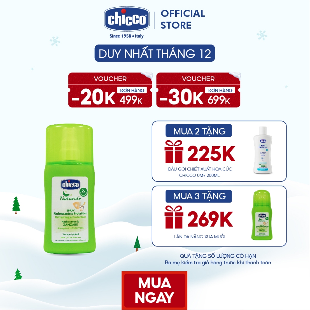 (THÁNG 12 - MUA 3 SP TẶNG LĂN ĐA NĂNG XUA MUỖI) (Bán chạy nhất) Xịt đa năng xua muỗi Chicco 100ml