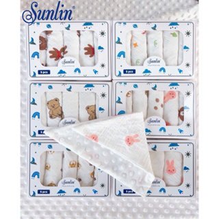 HỘP 5 yếm muslin Sunlin HẠT ĐẬU tam giác cao cấp