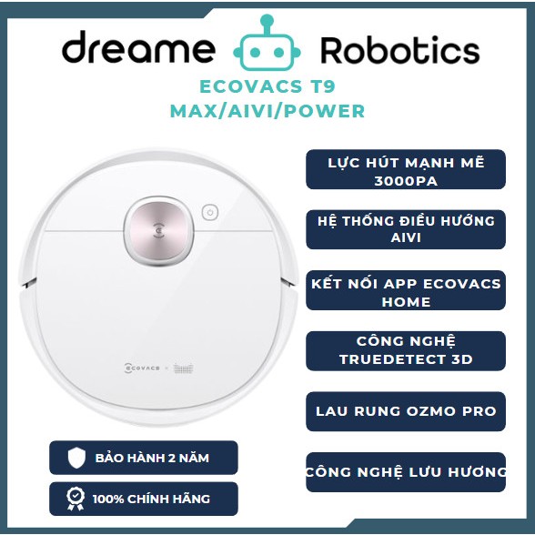 Robot hút bụi lau nhà Ecovacs Deebot T9 Max/Power/Aivi