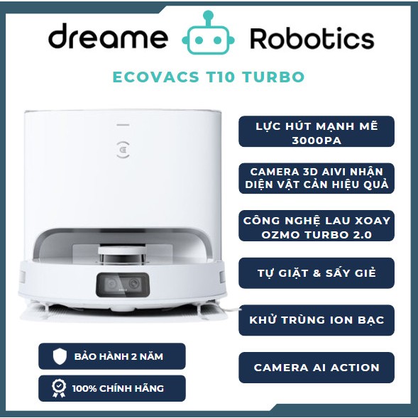 Robot hút bụi lau nhà Ecovacs T10 turbo tự động giặt giẻ
