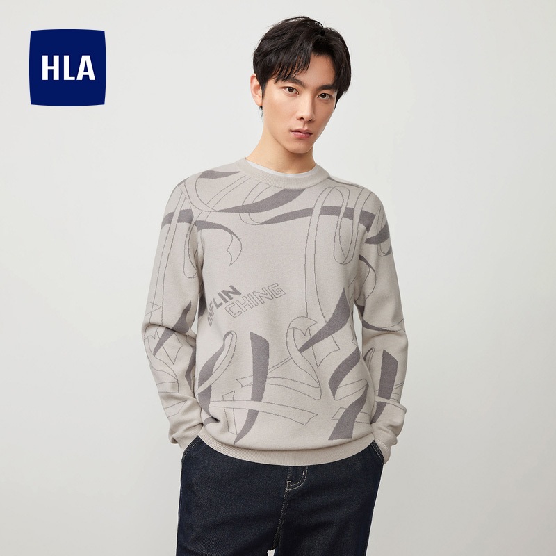 HLA - Áo len nam dài tay phối họa tiết Unique pattern long sleeves knitted sweater
