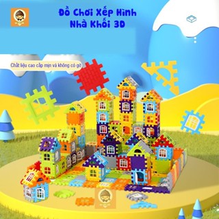 Bộ Đồ Chơi Lắp Ráp Xếp Hình Ngôi Nhà 210 Chi Tiết, Building Block Kèm Hộp Đựng Cho Bé Sáng Tạo