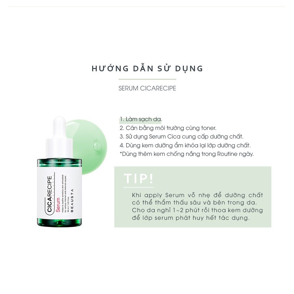 Tinh Chất Chăm Sóc Da Chiết Xuất Rau Má Beausta Cicarecipe Serum 30ml - WANYI VN