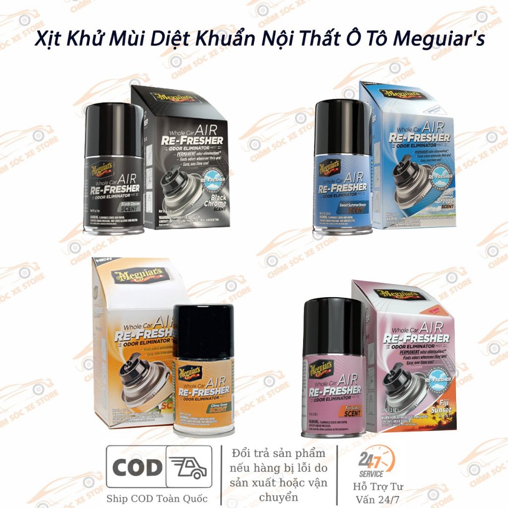 Xịt Khử Mùi Xe Ô Tô Meguiar's Air Refresher, Khử Khuẩn Nội Thất Xe Hơi Cao Cấp