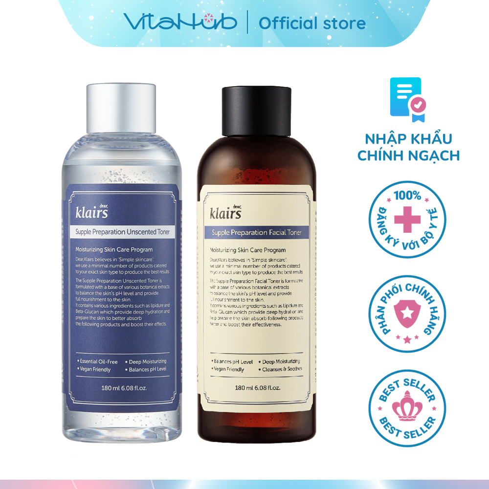 Nước hoa hồng Dear Klairs Supple Preparation Toner 180ml
