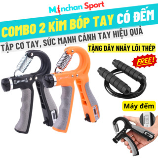 [Tặng dây nhảy lõi thép]Combo 2 kìm bóp tay máy đếm chuyên nghiệp Minchan Sport tập ngón tay, cổ tay, cánh tay hiệu quả