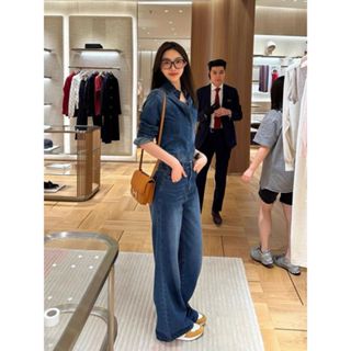 Quần jeans dáng xuông em eo bi xanh