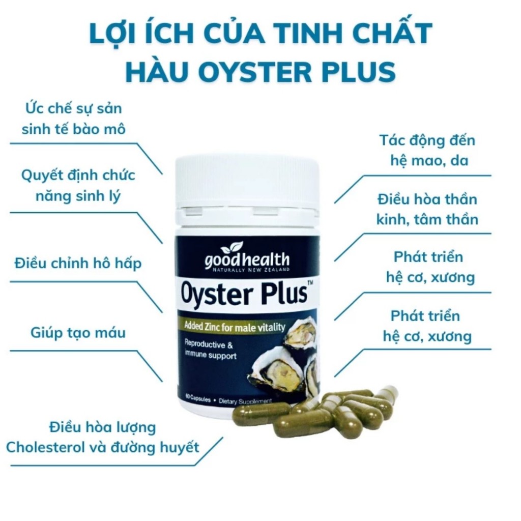 Tinh chất hàu biển Oyster Plus zinc Goodhealth 60 viên Úc tăng cường sinh