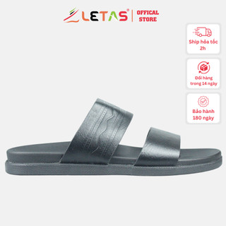 Dép da LETAS nam quai ngang da bò LT78 192 ĐEN