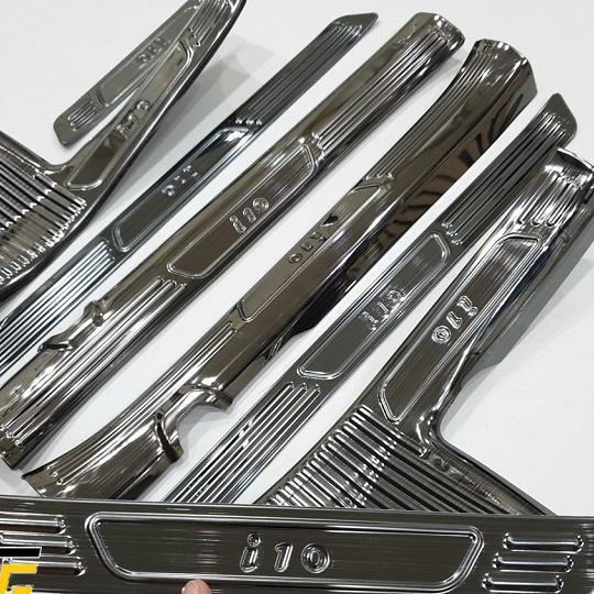 Ốp bậc cửa, Nẹp bước chân trong, ngoài xe Hyundai I10 2021 2022, 2023 - 2015 vân Titan cao cấp