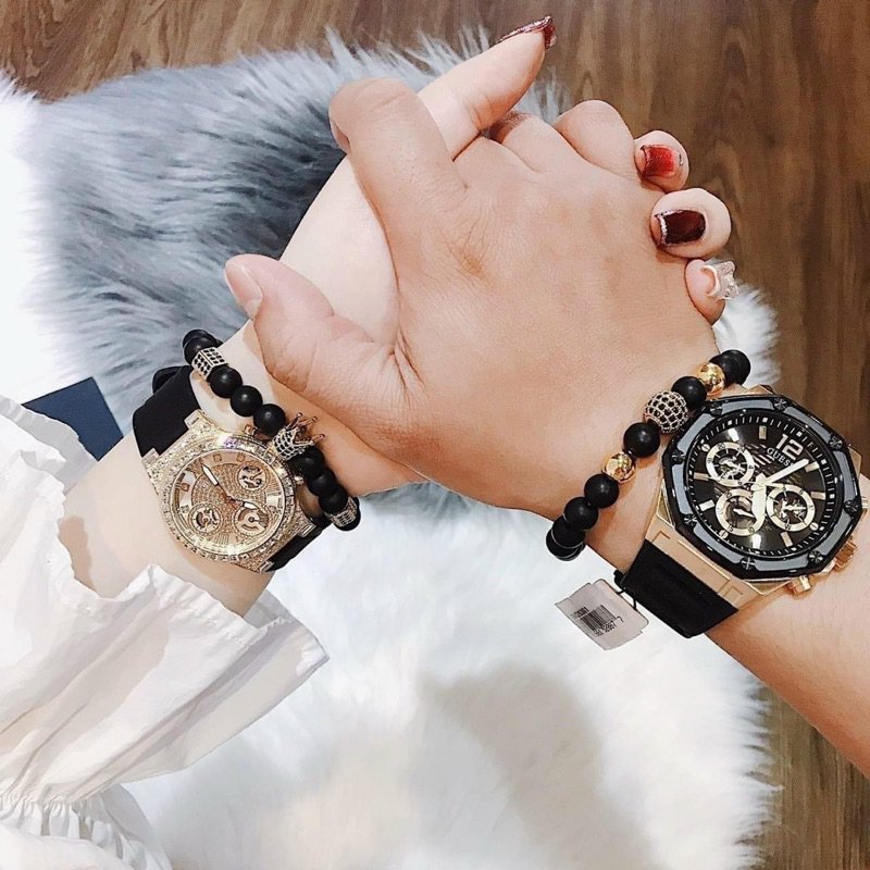Đồng Hồ Cặp GUESS Dây Cao su Cá Tính, Sang Trọng FULLBOX