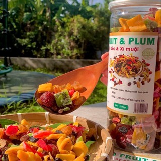  500G Trái cây sấy dẻo không đường hoa quả sấy dẻo thơm ngon mix xoài sấy + dâu tây+ nho khô+ Kiwi Nam Việt Quất -HQS 