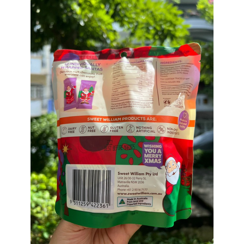 Giáng sinh 2023. Kẹo socola thuần chay ông già Noel, Vegan Mylk Christmas chocolate Santas 155gram