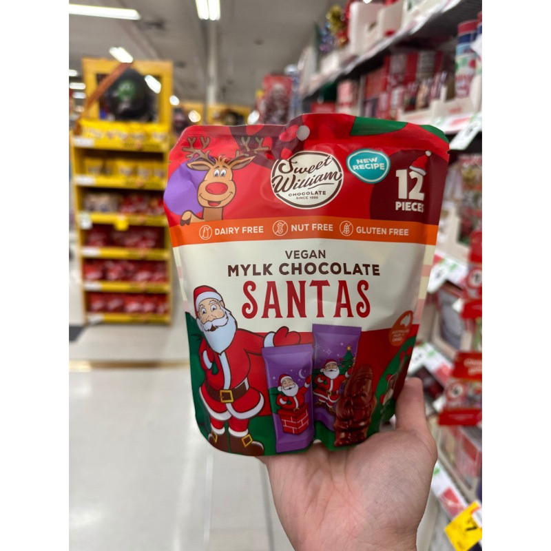 Giáng sinh 2023. Kẹo socola thuần chay ông già Noel, Vegan Mylk Christmas chocolate Santas 155gram