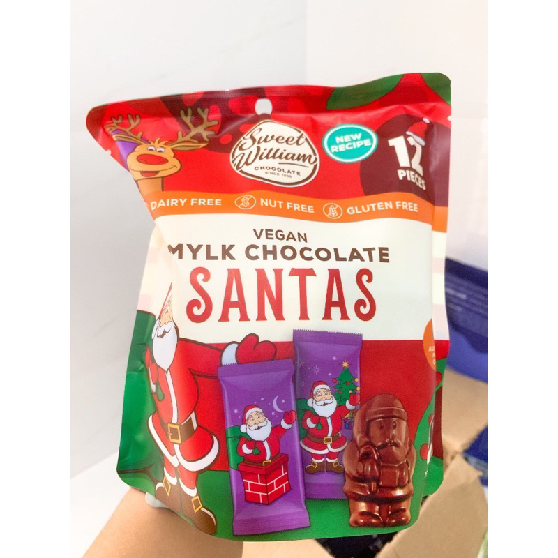 Giáng sinh 2023. Kẹo socola thuần chay ông già Noel, Vegan Mylk Christmas chocolate Santas 155gram