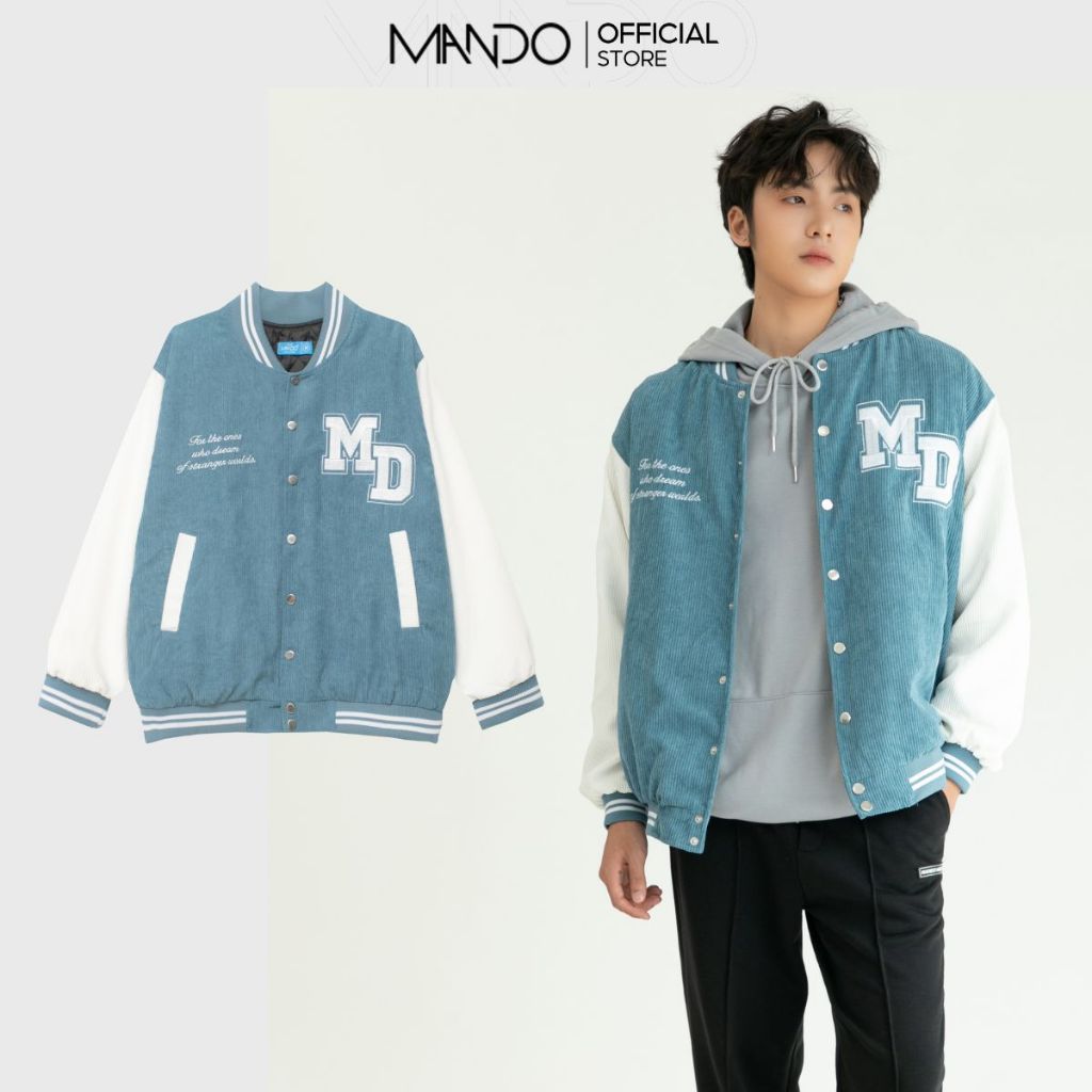 Áo Khoác Bomber Varsity Nhung Tăm Nam MANDO 3 Màu Form Rộng Basic Thể Thao Unisex Thời Trang Hàn Quốc BOB001 - BOB006