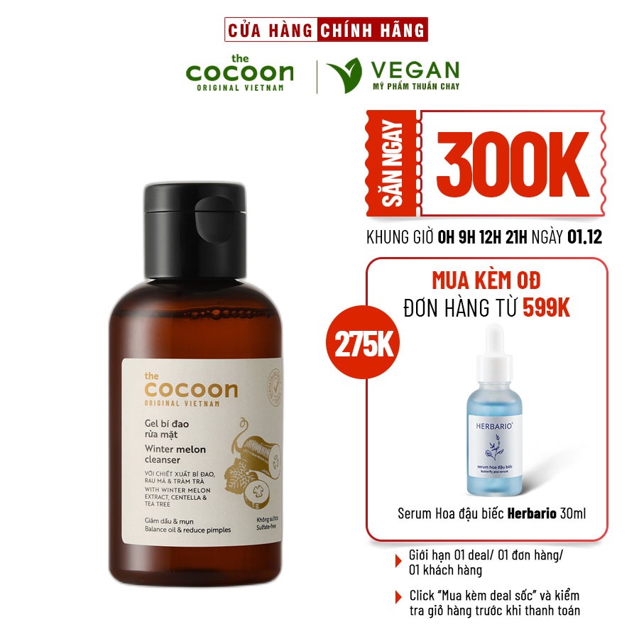 Gel bí đao rửa mặt Cocoon (Winter melon cleanser) 140ml