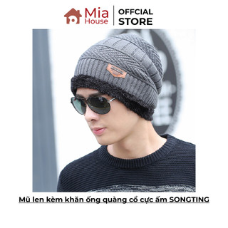 Mũ len kèm khăn ống quàng cổ cực ấm SONGTING - phong cách Hàn Quốc - dành cho cả nam và nữ