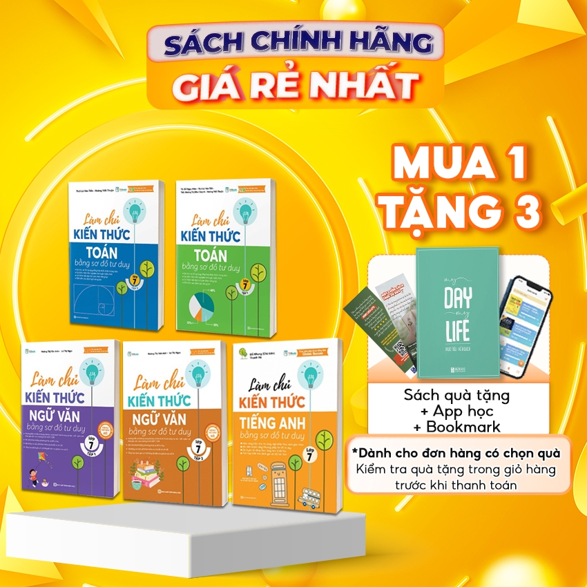 Combo Làm Chủ Kiến Thức Bằng Sơ Đồ Tư Duy Lớp 7 Toán - Ngữ Văn - Tiếng Anh - Sách Tham Khảo Trung Học Cơ Sở - MCBooks