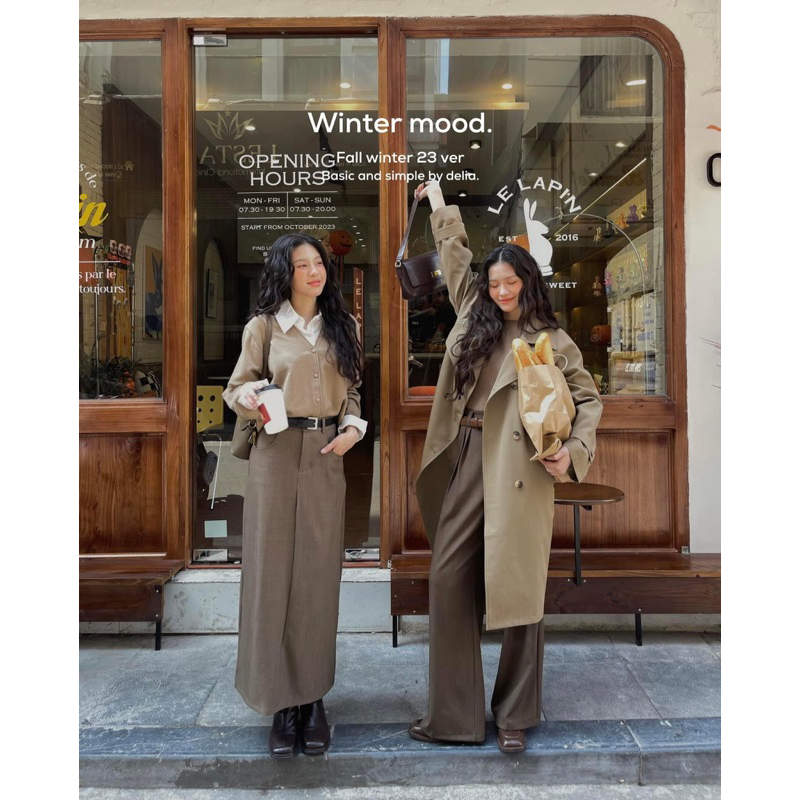 8223 ÁO LEN CỔ SƠ MI DÀI TAY CÚC BỌC